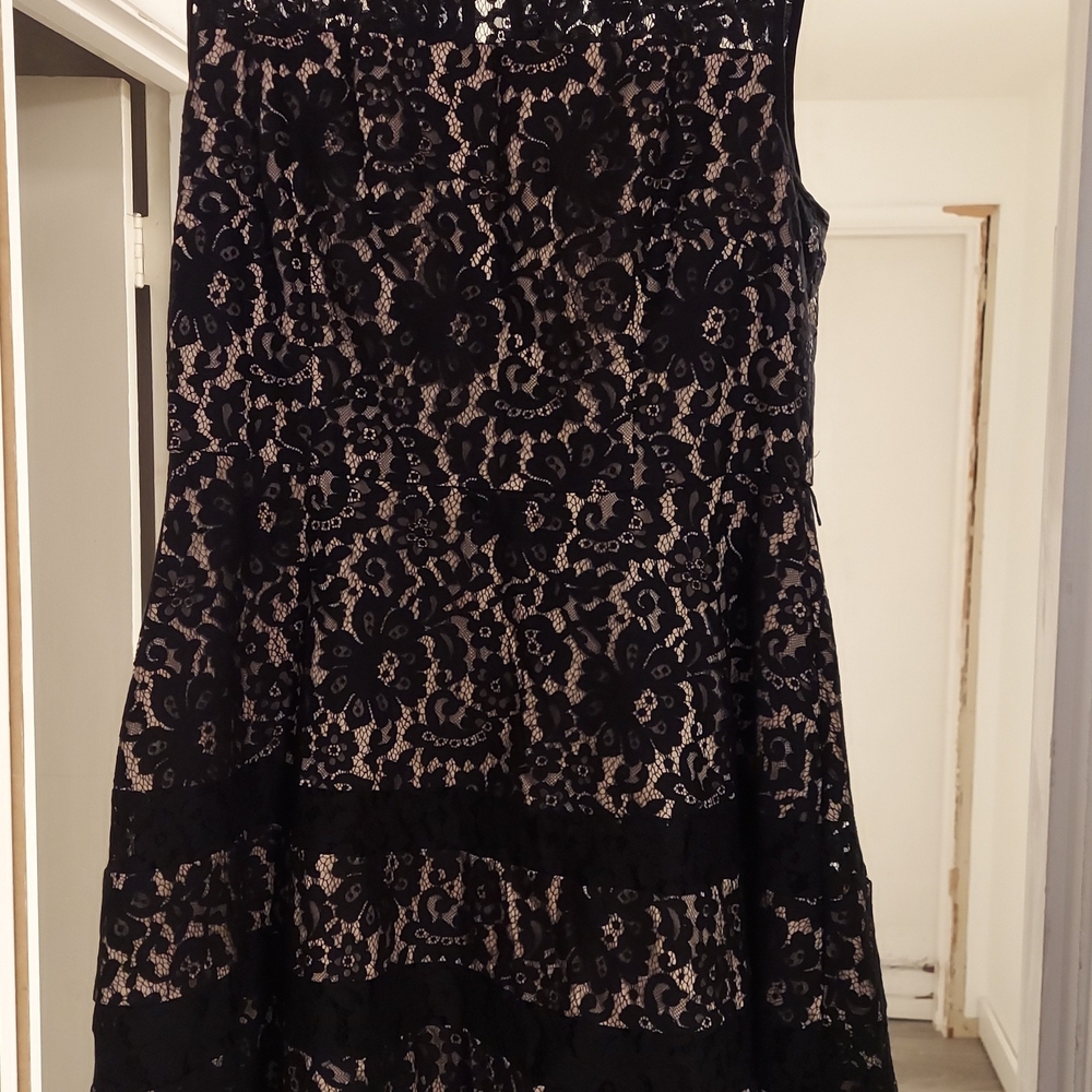 From Anthropolgie Eliza J Black Lace Midi Dress